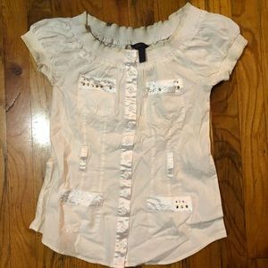 Vintage Beyoncé dereon peasant blouse top shirt S